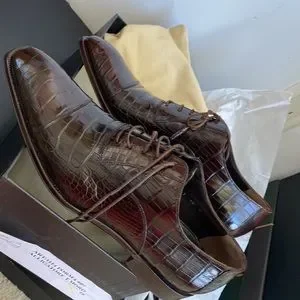 CAPORICCI 1114 T.Moro (dark brown) size 10 Caporicci 1114 Alligator Cap-Toe Oxford – AmbrogioShoes main image 3